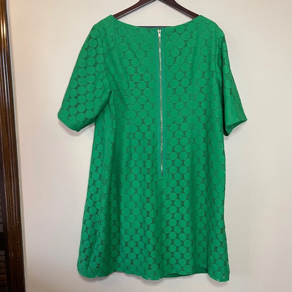 Adrianna Papell Green Circle Lace Shift Dress 22W Plus Size Short Sleeve Zipper - Picture 2 of 7